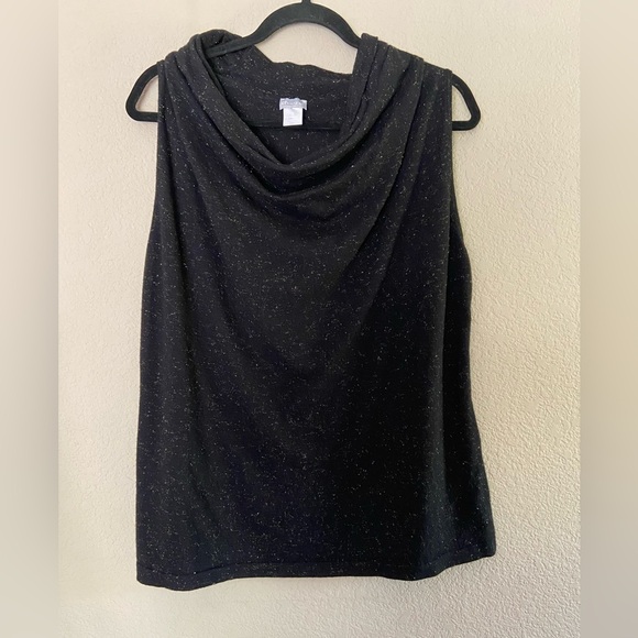 Chico's Women’s Angelina Cashmere Blend Cowl Neck ShimmerTank Top Size XL Black - Picture 1 of 4